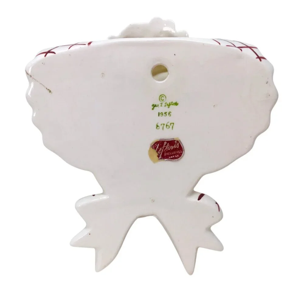 Lefton 6767 Miss Dainty Wall Pocket 1956 Vintage Vase HTF Blond Girl Bonnet Bow